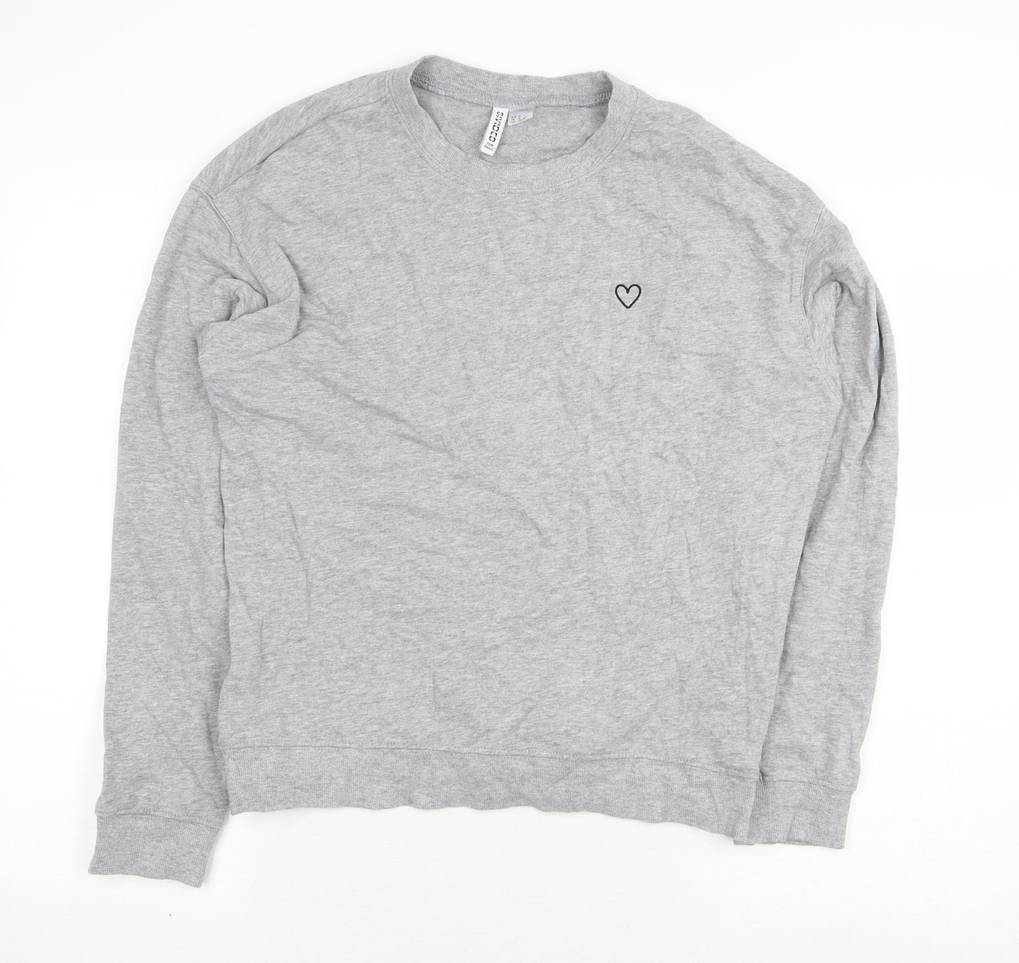 H&M Womens Grey Cotton Pullover Sweatshirt Size M Pullover - Heart