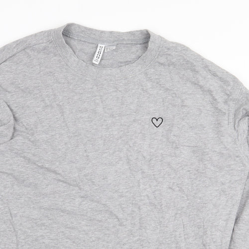 H&M Womens Grey Cotton Pullover Sweatshirt Size M Pullover - Heart