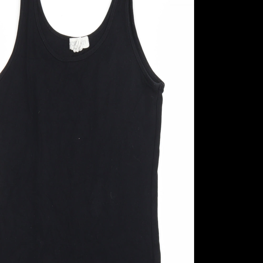 FOREVER 21 Womens Black Cotton Tank Dress Size L Scoop Neck Pullover