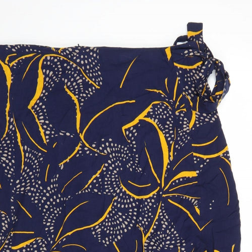 M&Co Womens Blue Geometric Viscose Wrap Skirt Size 16 Tie