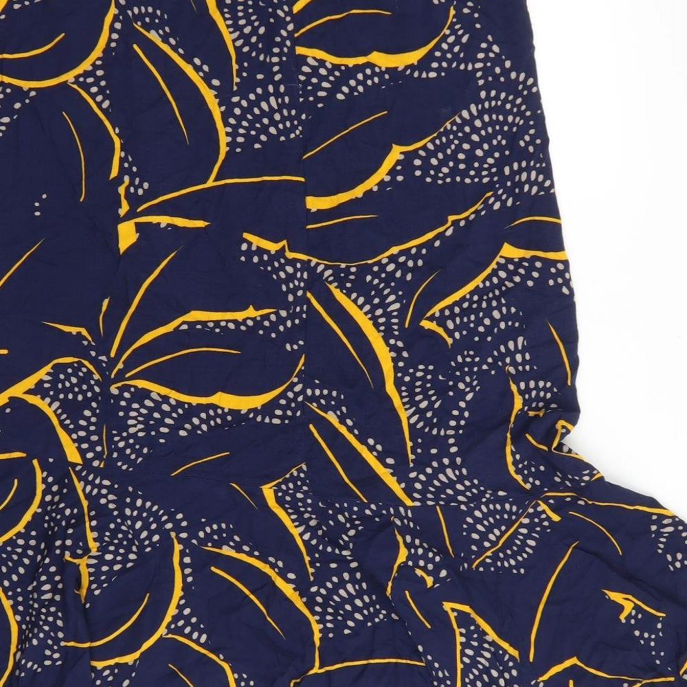 M&Co Womens Blue Geometric Viscose Wrap Skirt Size 16 Tie