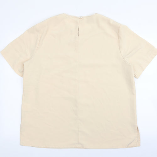 Jaques Vert Womens Ivory Polyester Basic T-Shirt Size 20 Round Neck