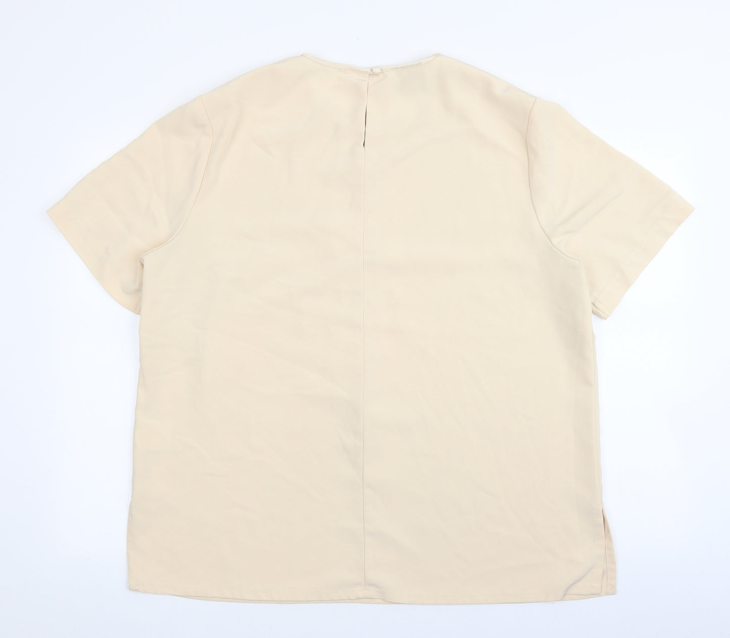 Jaques Vert Womens Ivory Polyester Basic T-Shirt Size 20 Round Neck