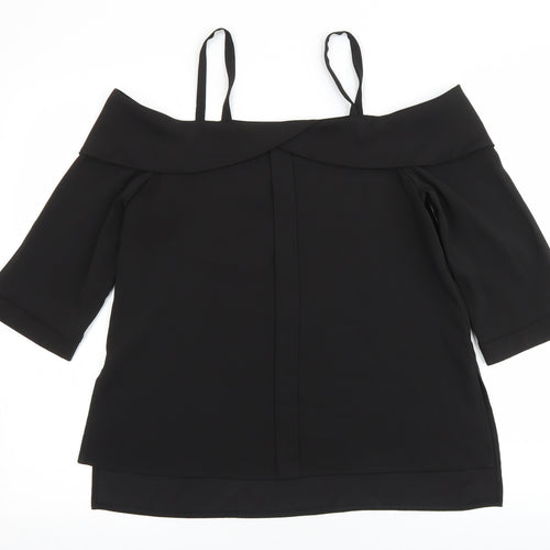 River Island Womens Black Polyester Basic Blouse Size 8 Off the Shoulder