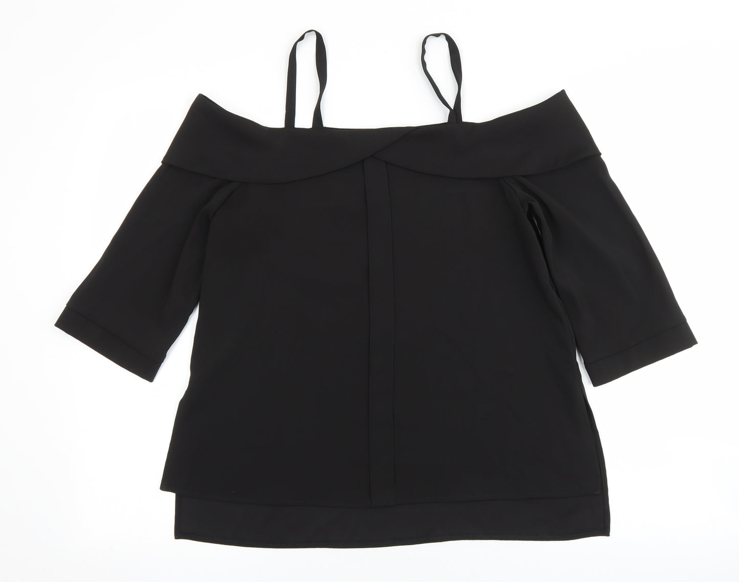 River Island Womens Black Polyester Basic Blouse Size 8 Off the Shoulder
