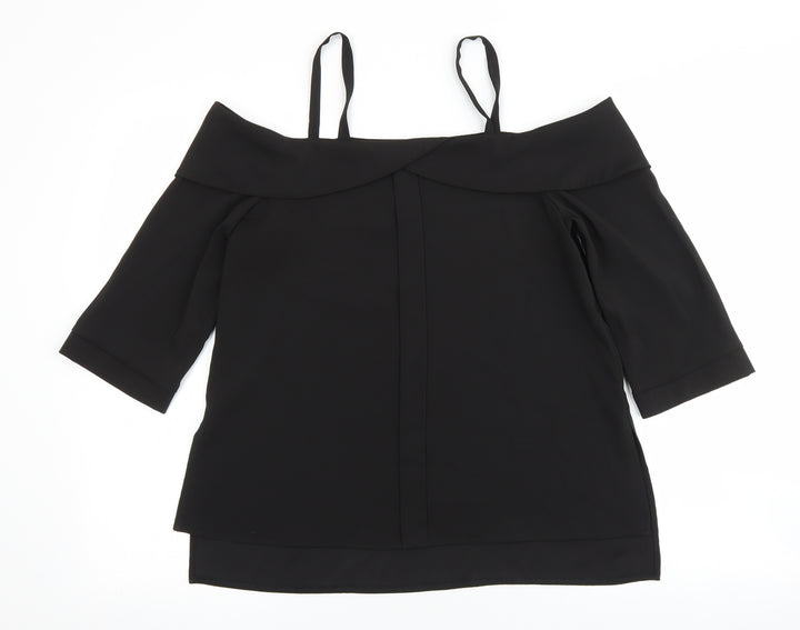 River Island Womens Black Polyester Basic Blouse Size 8 Off the Shoulder