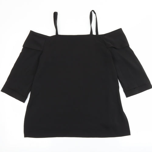 River Island Womens Black Polyester Basic Blouse Size 8 Off the Shoulder