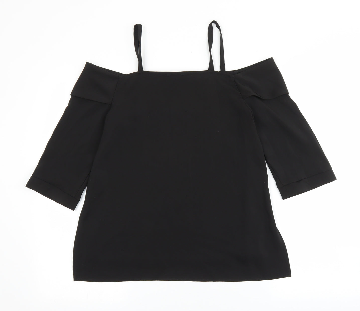 River Island Womens Black Polyester Basic Blouse Size 8 Off the Shoulder