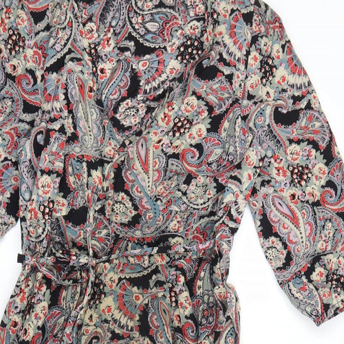 F&F Womens Multicoloured Paisley Viscose Fit & Flare Size 8 V-Neck Tie
