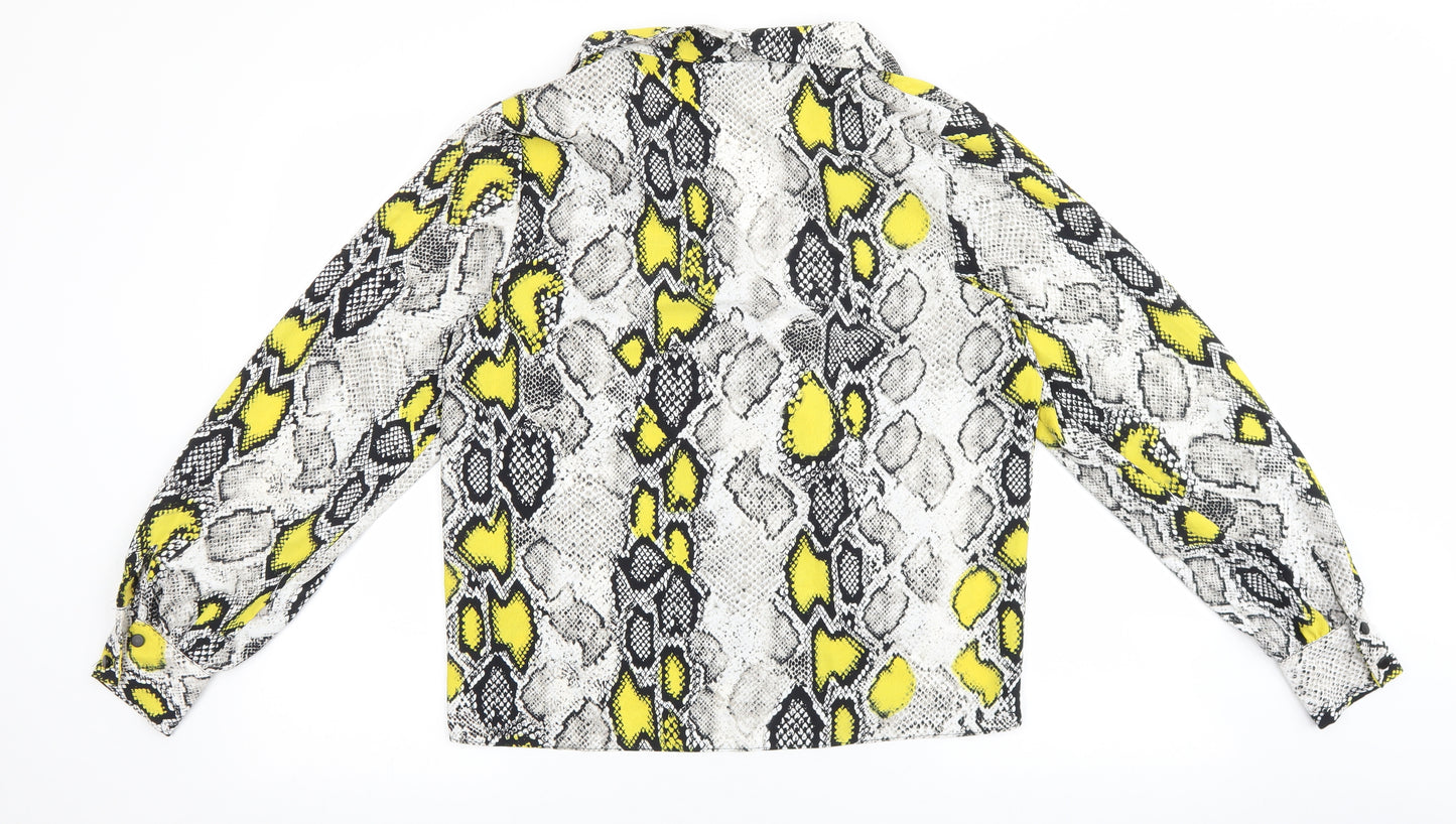 F&F Womens Multicoloured Animal Print Polyester Basic Button-Up Size 12 Collared - Snake Skin Print