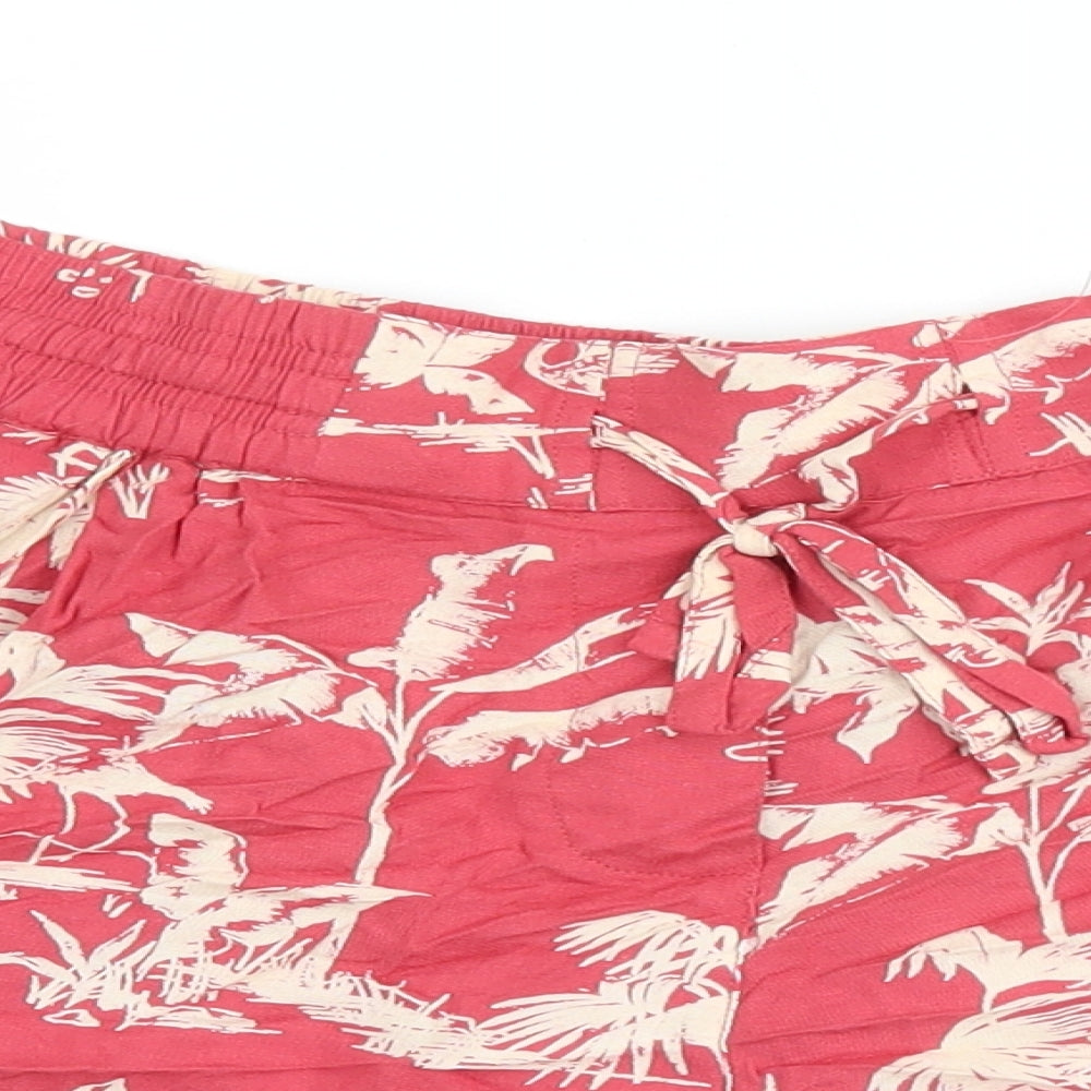 Fat Face Womens Red Geometric Viscose Culotte Shorts Size 12 L4 in Regular Tie - Palm Tree Print