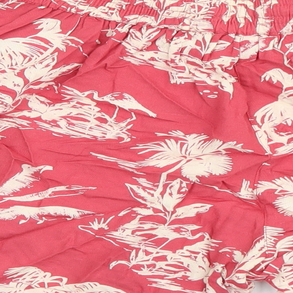 Fat Face Womens Red Geometric Viscose Culotte Shorts Size 12 L4 in Regular Tie - Palm Tree Print
