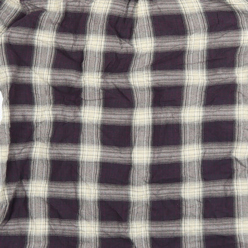 Marks and Spencer Womens Multicoloured Plaid 100% Cotton Tunic Blouse Size 16 Scoop Neck