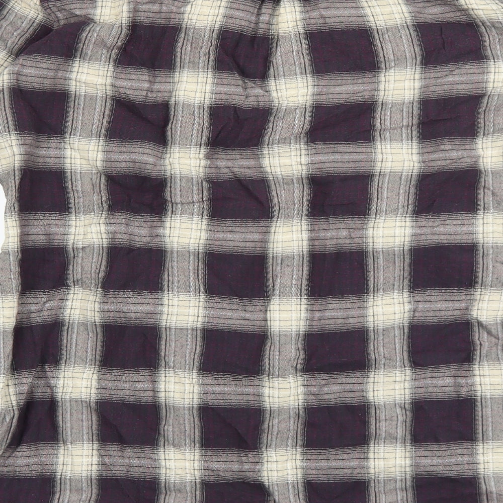 Marks and Spencer Womens Multicoloured Plaid 100% Cotton Tunic Blouse Size 16 Scoop Neck