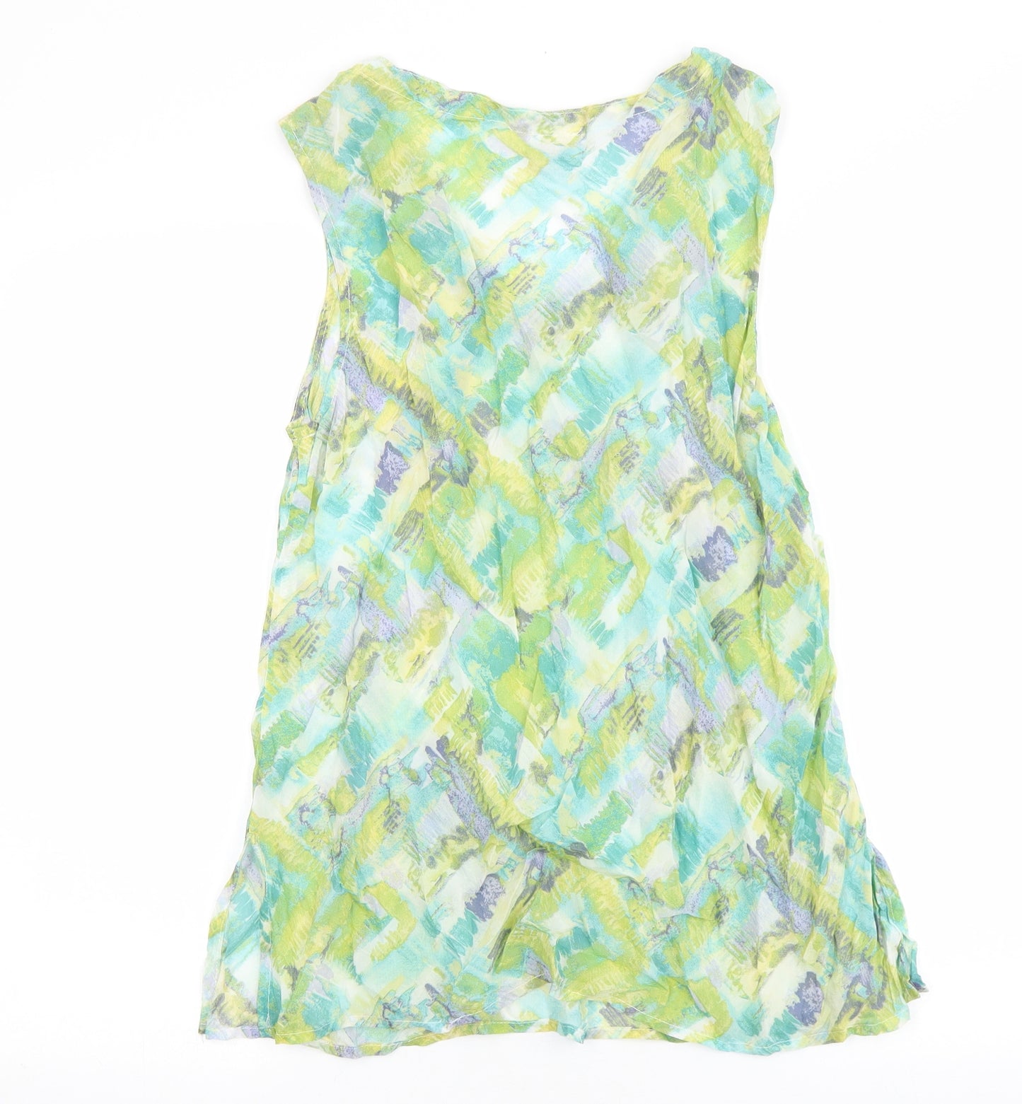 Click Womens Multicoloured Geometric Cupro Basic Tank Size M V-Neck