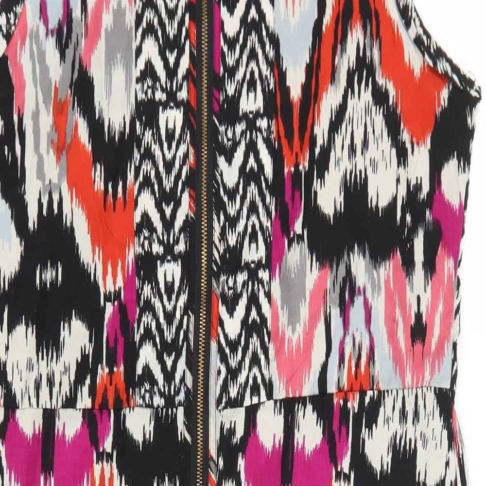 Vera Moda Womens Multicoloured Geometric Polyester Shift Size 40 Boat Neck Zip