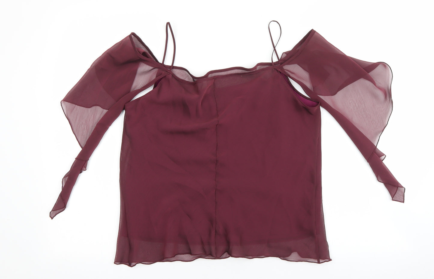 Wallis Womens Purple Polyester Basic Blouse Size 14 Square Neck - Cold Shoulder