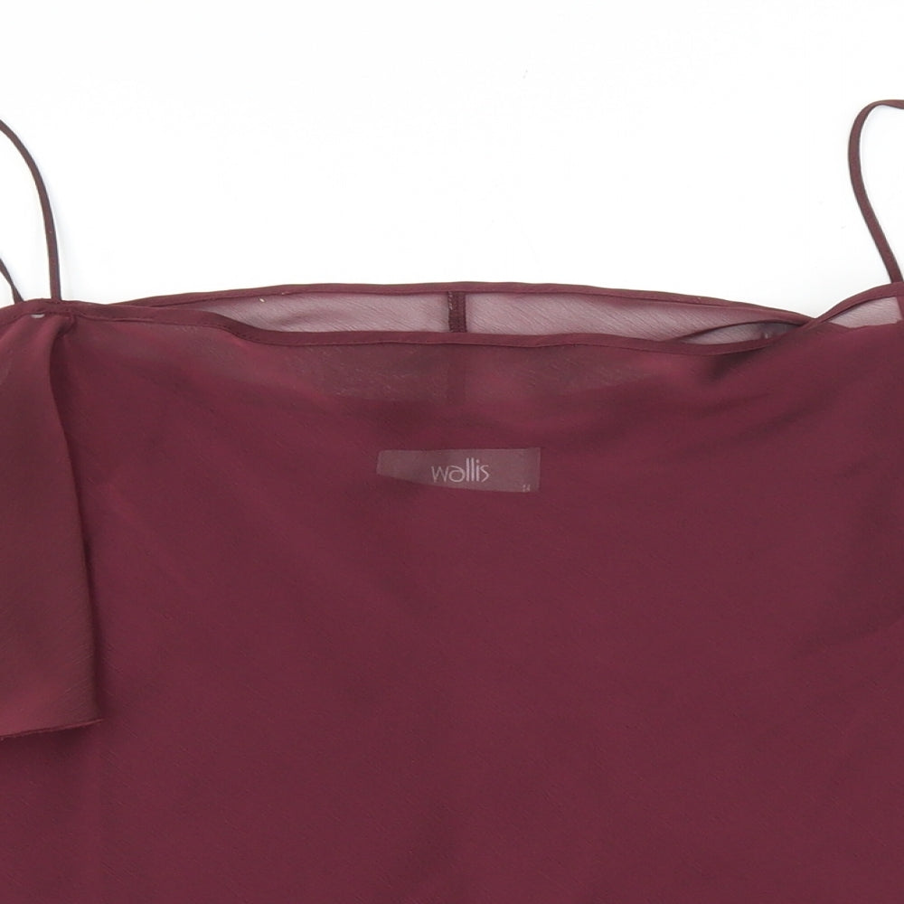 Wallis Womens Purple Polyester Basic Blouse Size 14 Square Neck - Cold Shoulder