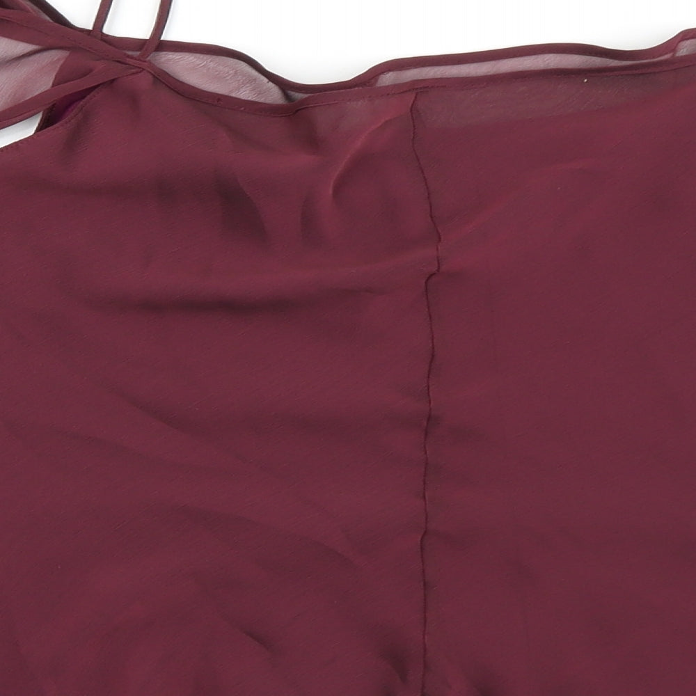 Wallis Womens Purple Polyester Basic Blouse Size 14 Square Neck - Cold Shoulder