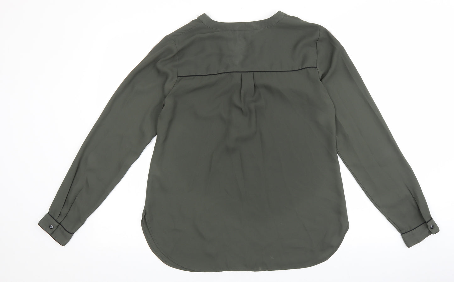 Warehouse Womens Green Polyester Basic Blouse Size 12 V-Neck - Faux Pocket