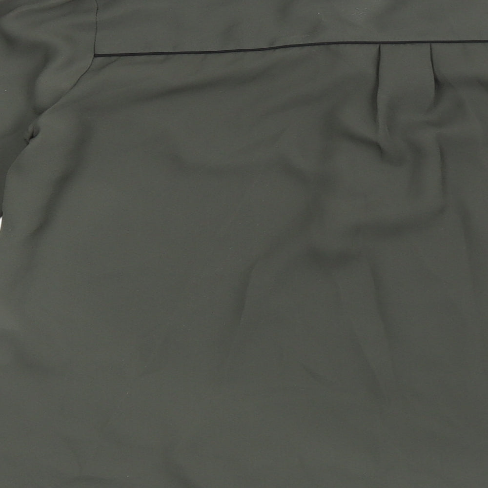 Warehouse Womens Green Polyester Basic Blouse Size 12 V-Neck - Faux Pocket