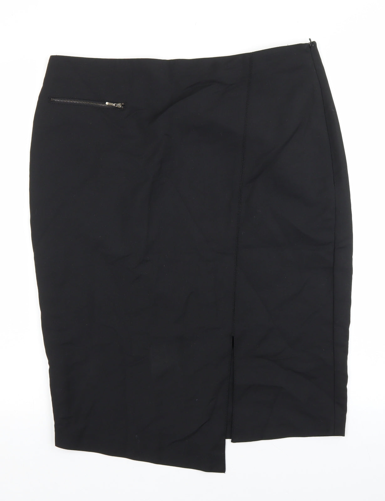 NEXT Womens Black Cotton Straight & Pencil Skirt Size 14 Zip