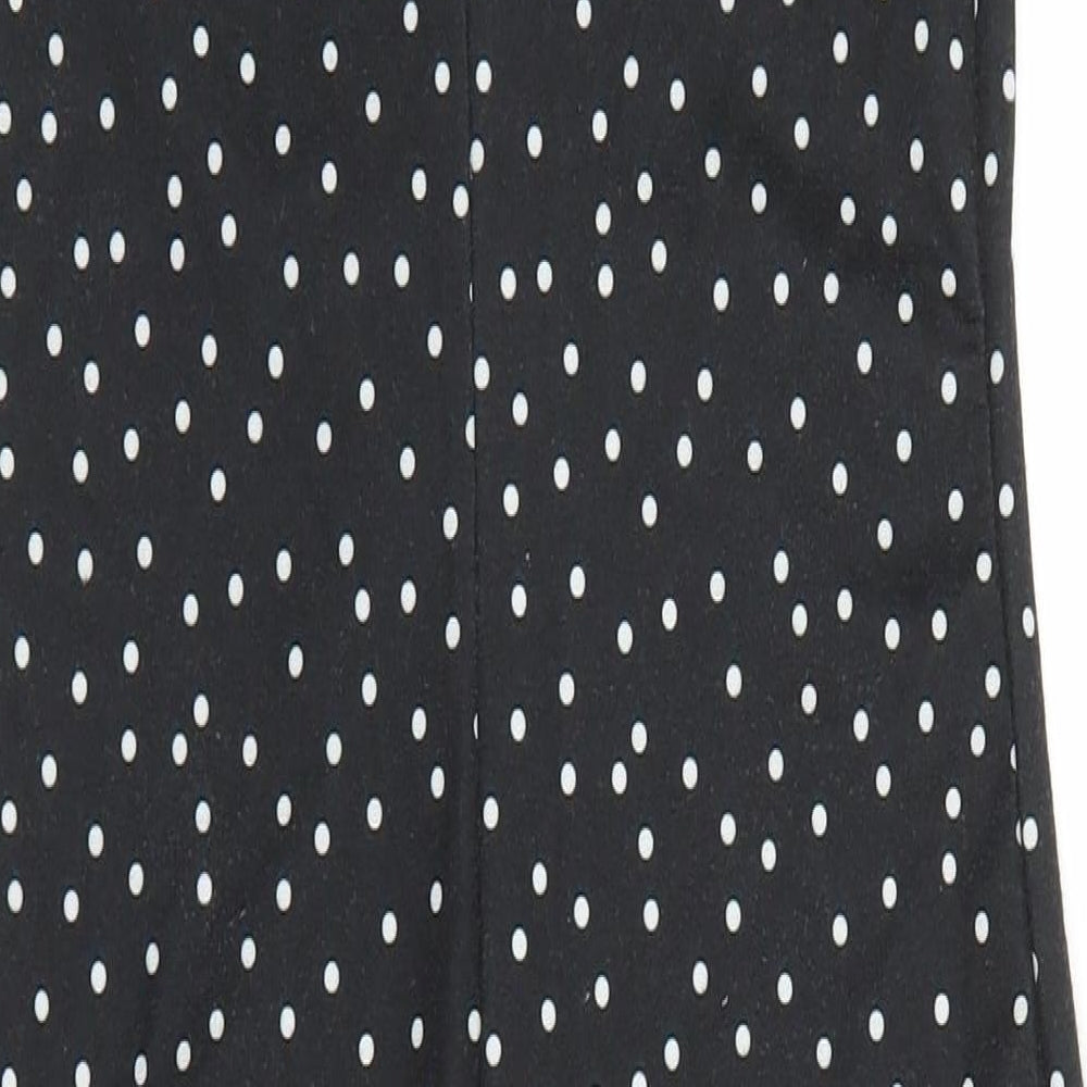 Zara Womens Black Polka Dot Polyester Pencil Dress Size S V-Neck Button