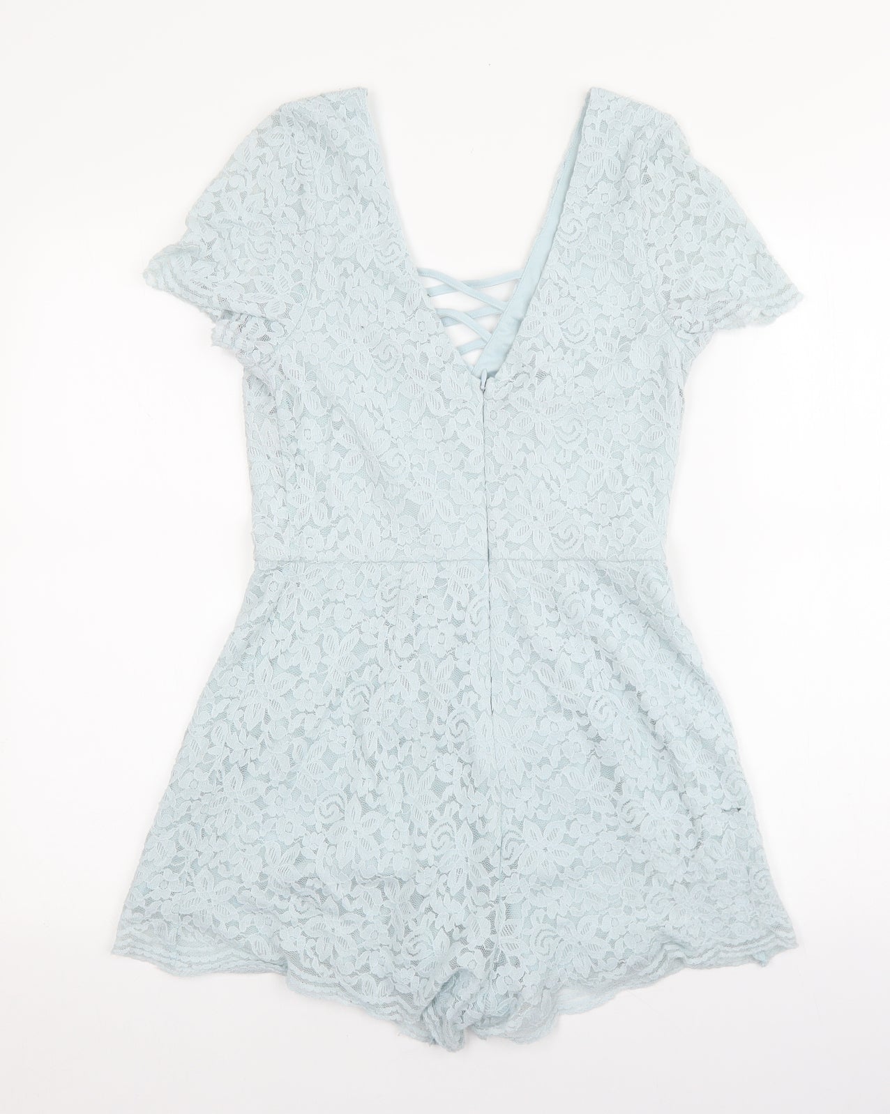 New Look Womens Blue Nylon Playsuit One-Piece Size 10 Zip