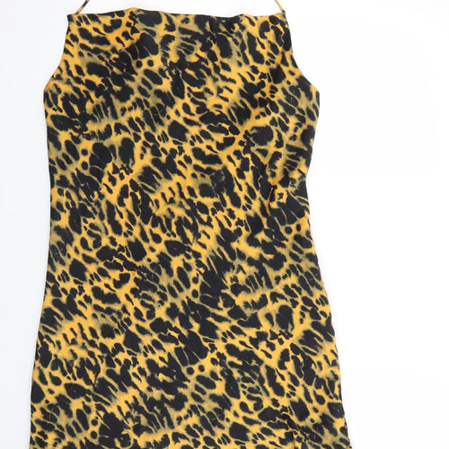 Topshop Womens Multicoloured Animal Print Polyester Mini Size 14 Halter Tie