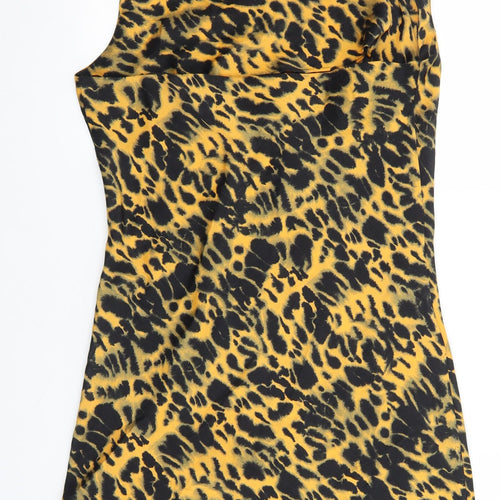 Topshop Womens Multicoloured Animal Print Polyester Mini Size 14 Halter Tie