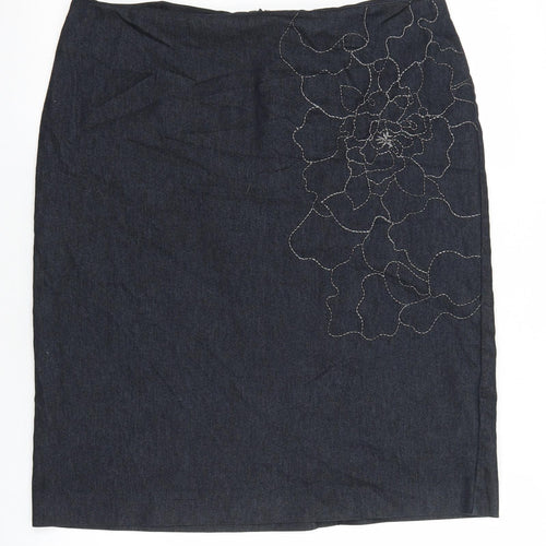 Florence & Fred Womens Blue Cotton Straight & Pencil Skirt Size 14 Zip