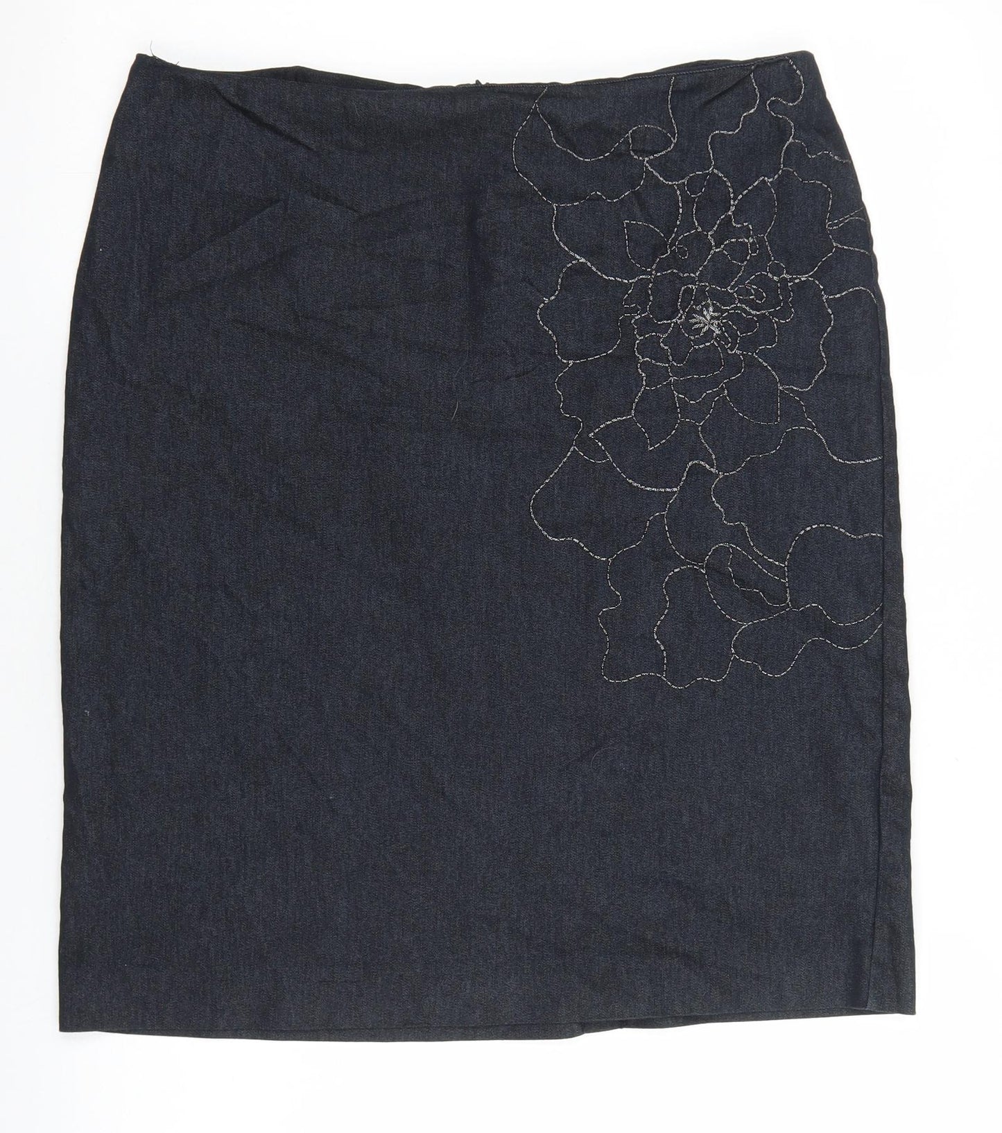 Florence & Fred Womens Blue Cotton Straight & Pencil Skirt Size 14 Zip