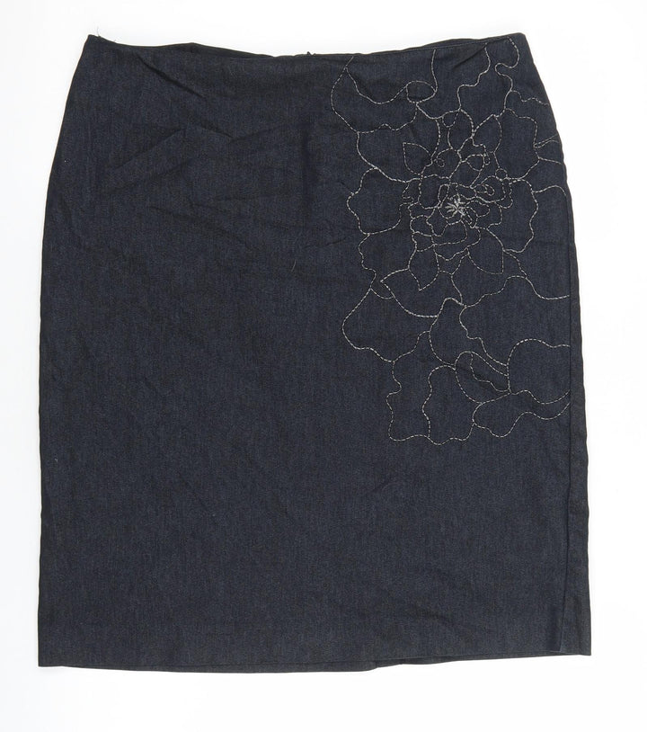 Florence & Fred Womens Blue Cotton Straight & Pencil Skirt Size 14 Zip