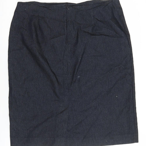Florence & Fred Womens Blue Cotton Straight & Pencil Skirt Size 14 Zip