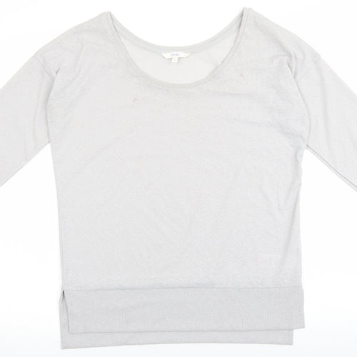 NEXT Womens Grey Polyester Basic T-Shirt Size 6 Scoop Neck