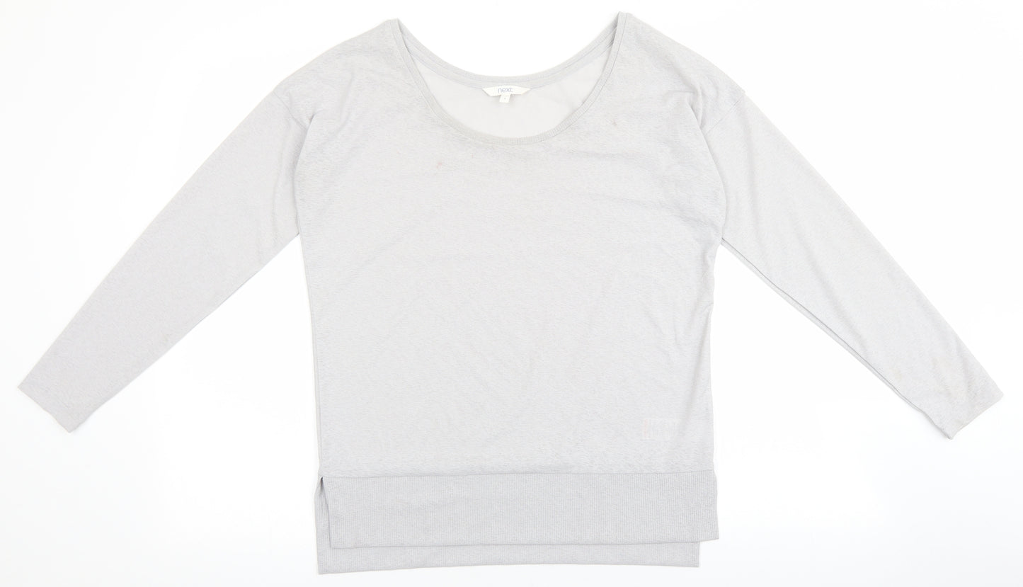 NEXT Womens Grey Polyester Basic T-Shirt Size 6 Scoop Neck