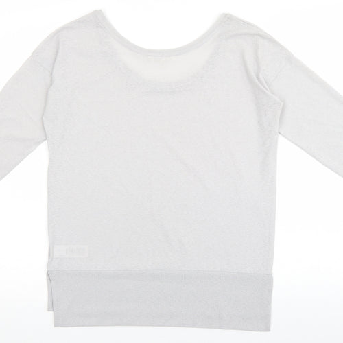 NEXT Womens Grey Polyester Basic T-Shirt Size 6 Scoop Neck
