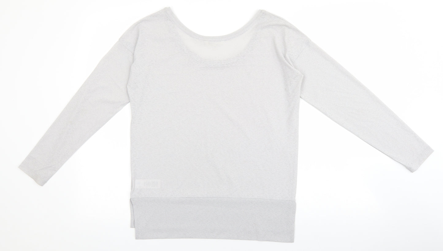 NEXT Womens Grey Polyester Basic T-Shirt Size 6 Scoop Neck