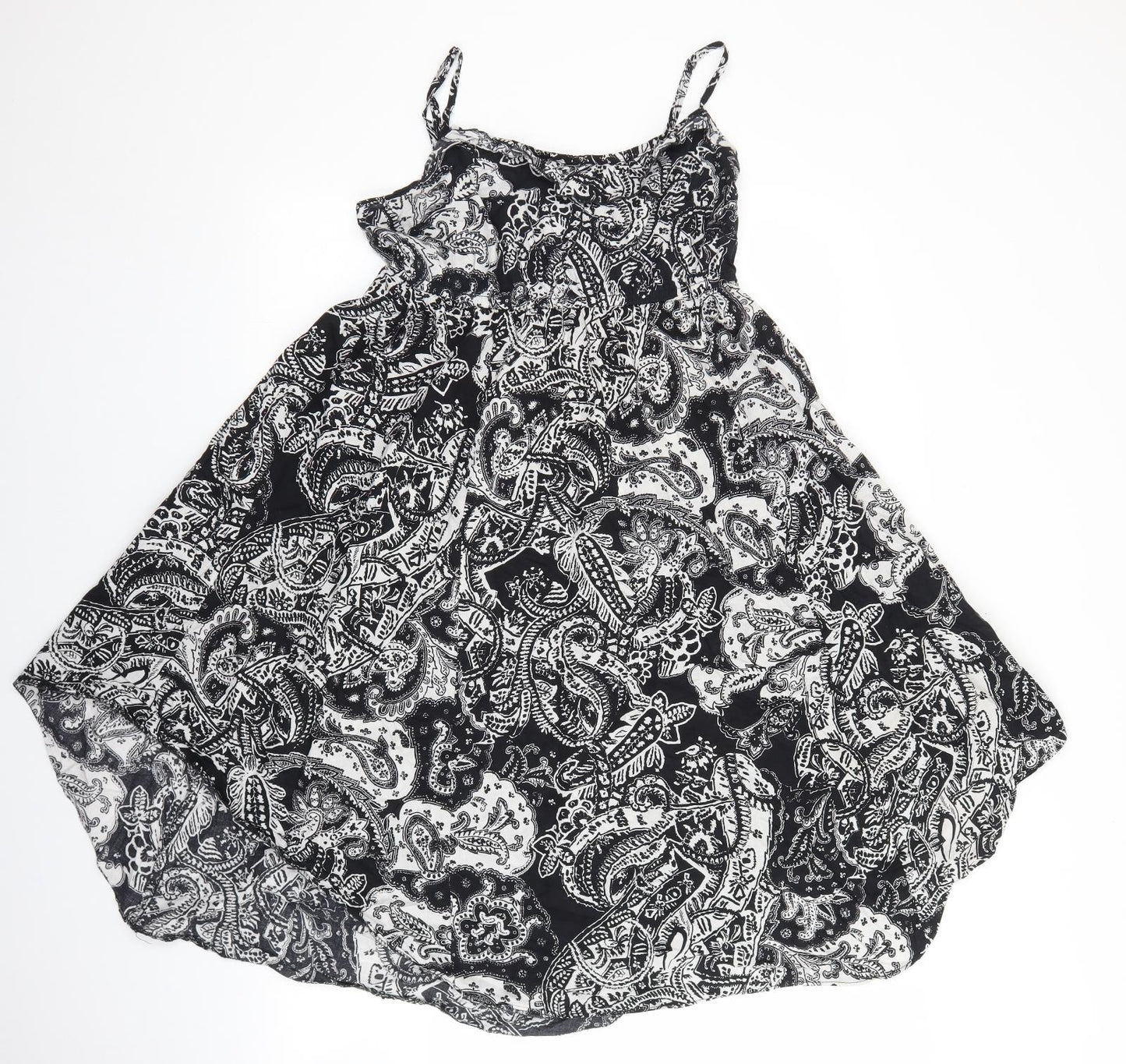 George Womens Black Paisley 100% Cotton Slip Dress Size 12 Round Neck Pullover