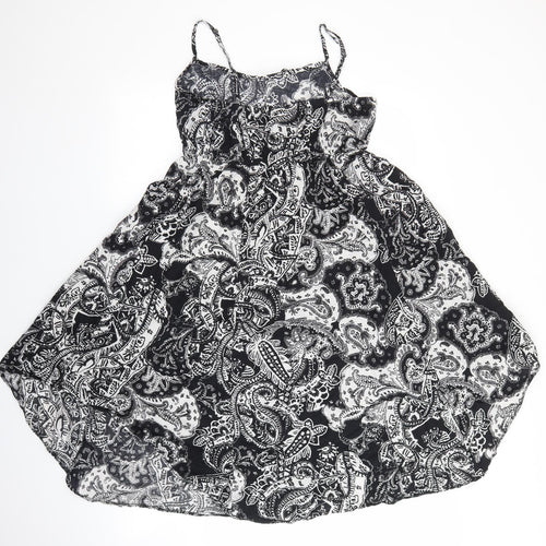 George Womens Black Paisley 100% Cotton Slip Dress Size 12 Round Neck Pullover
