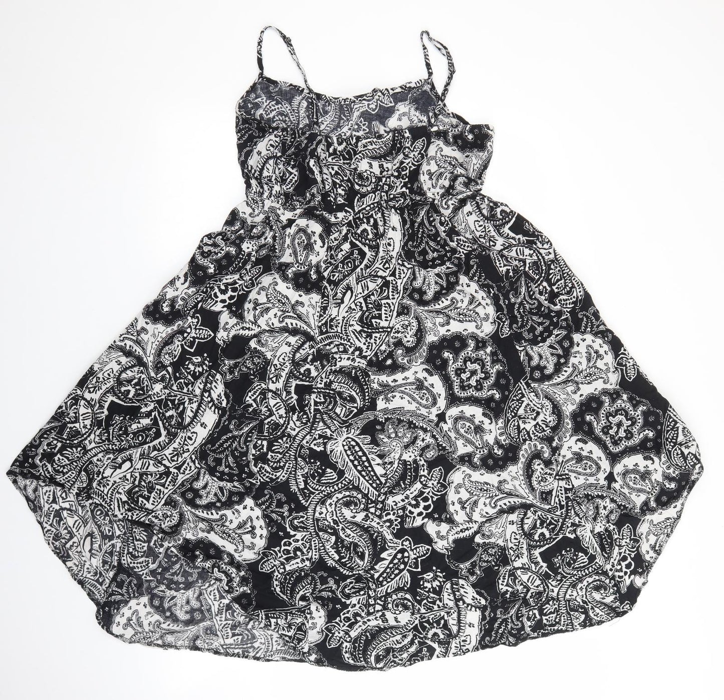 George Womens Black Paisley 100% Cotton Slip Dress Size 12 Round Neck Pullover