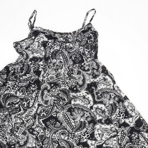 George Womens Black Paisley 100% Cotton Slip Dress Size 12 Round Neck Pullover