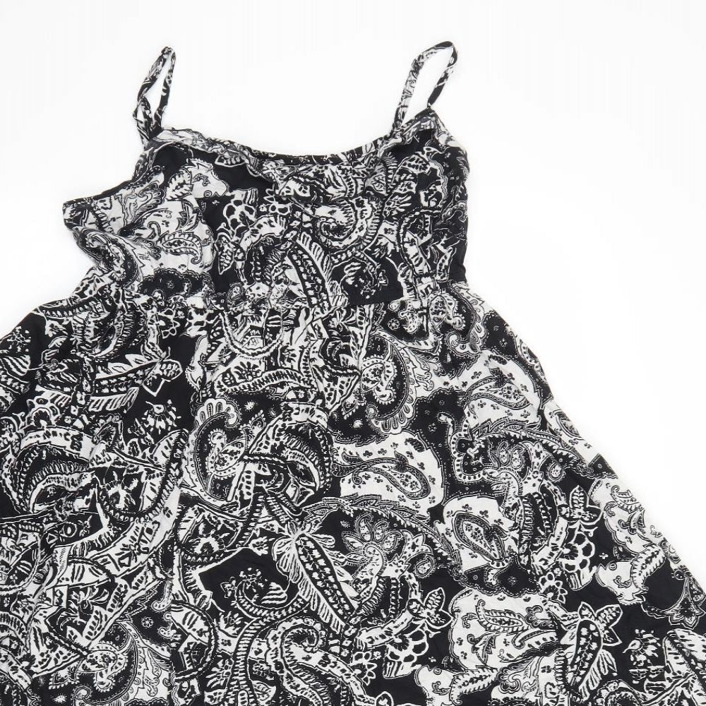 George Womens Black Paisley 100% Cotton Slip Dress Size 12 Round Neck Pullover