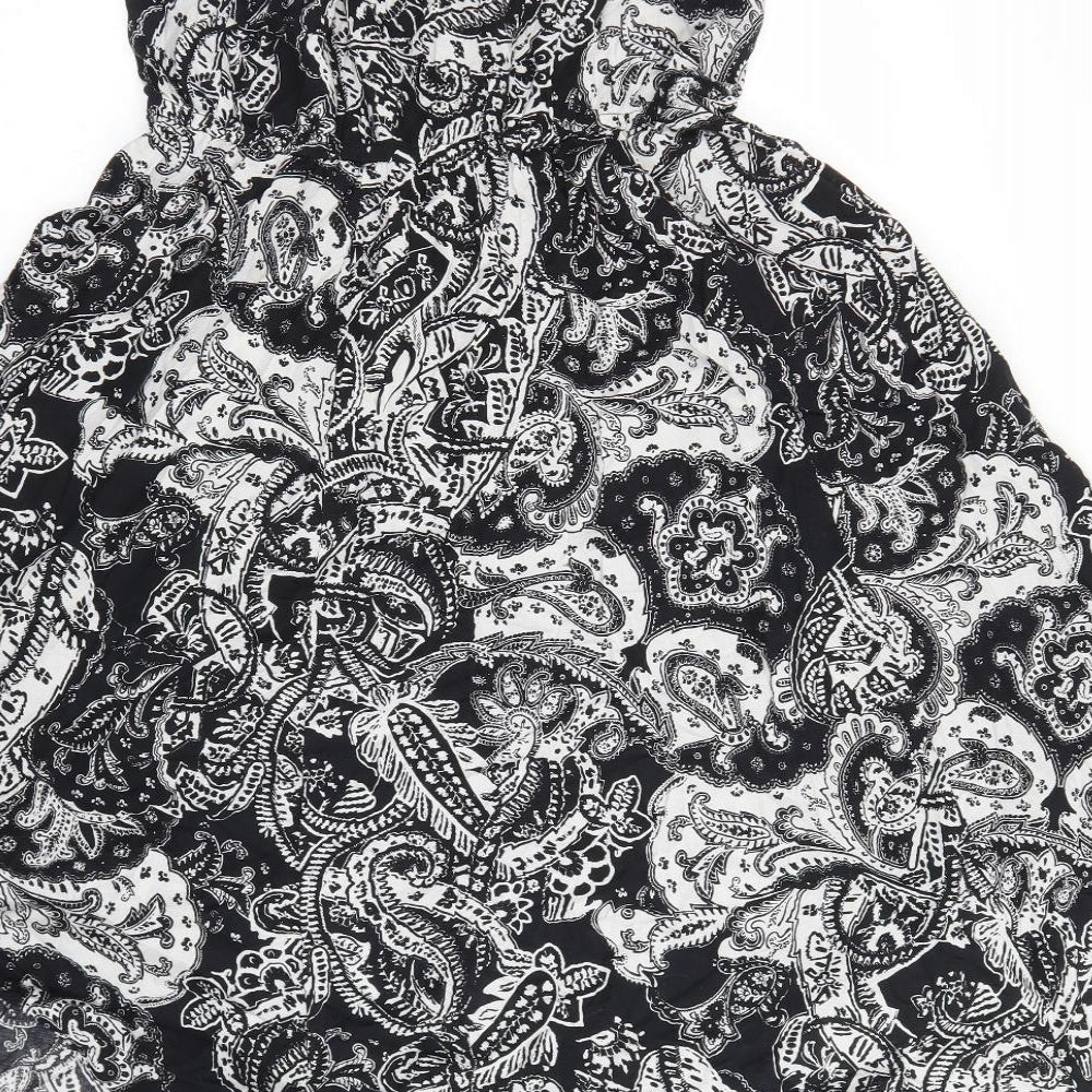 George Womens Black Paisley 100% Cotton Slip Dress Size 12 Round Neck Pullover