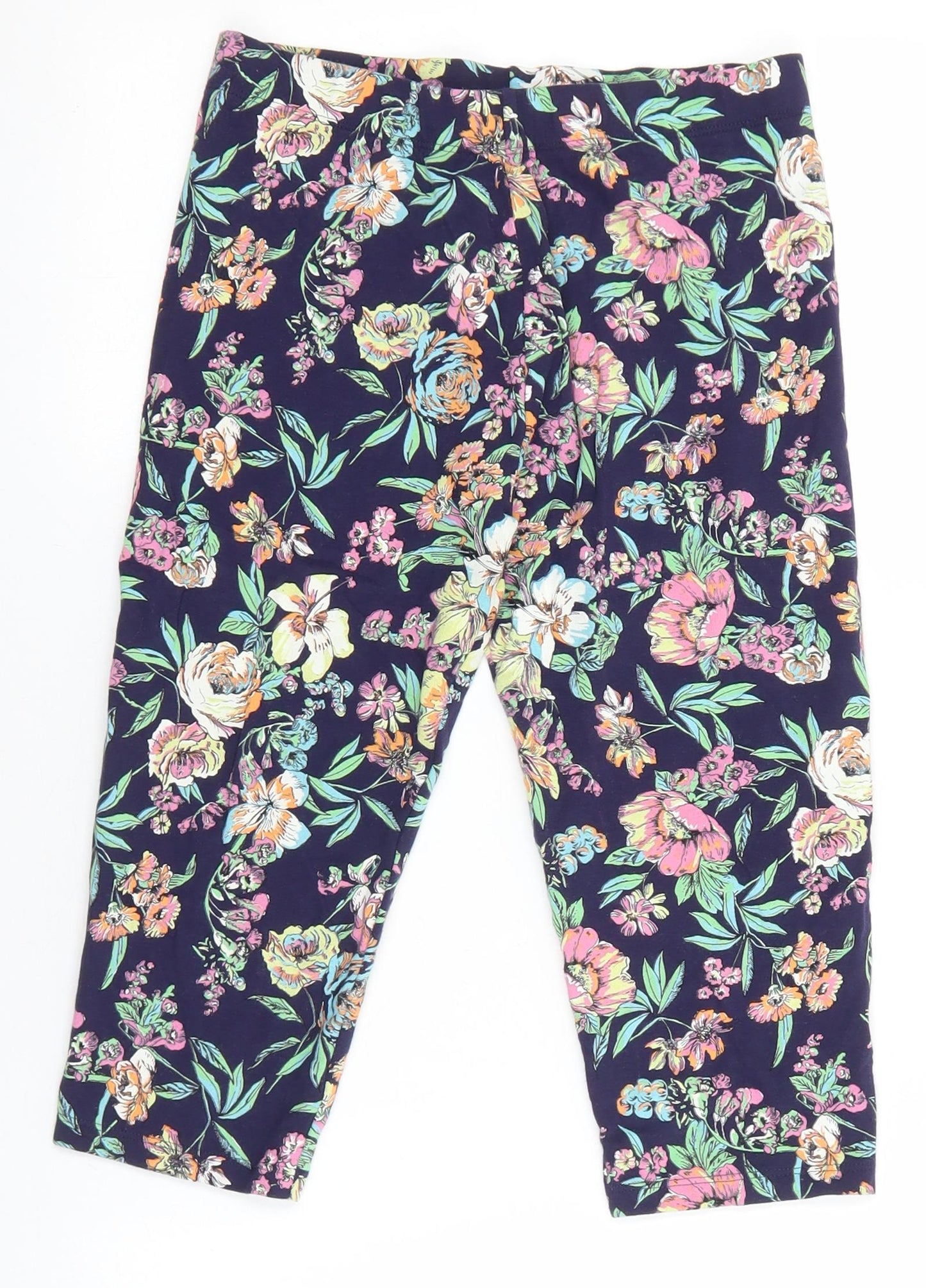 NEXT Girls Multicoloured Floral Cotton Jogger Trousers Size 13 Years Regular Pullover - Cropped Leggins
