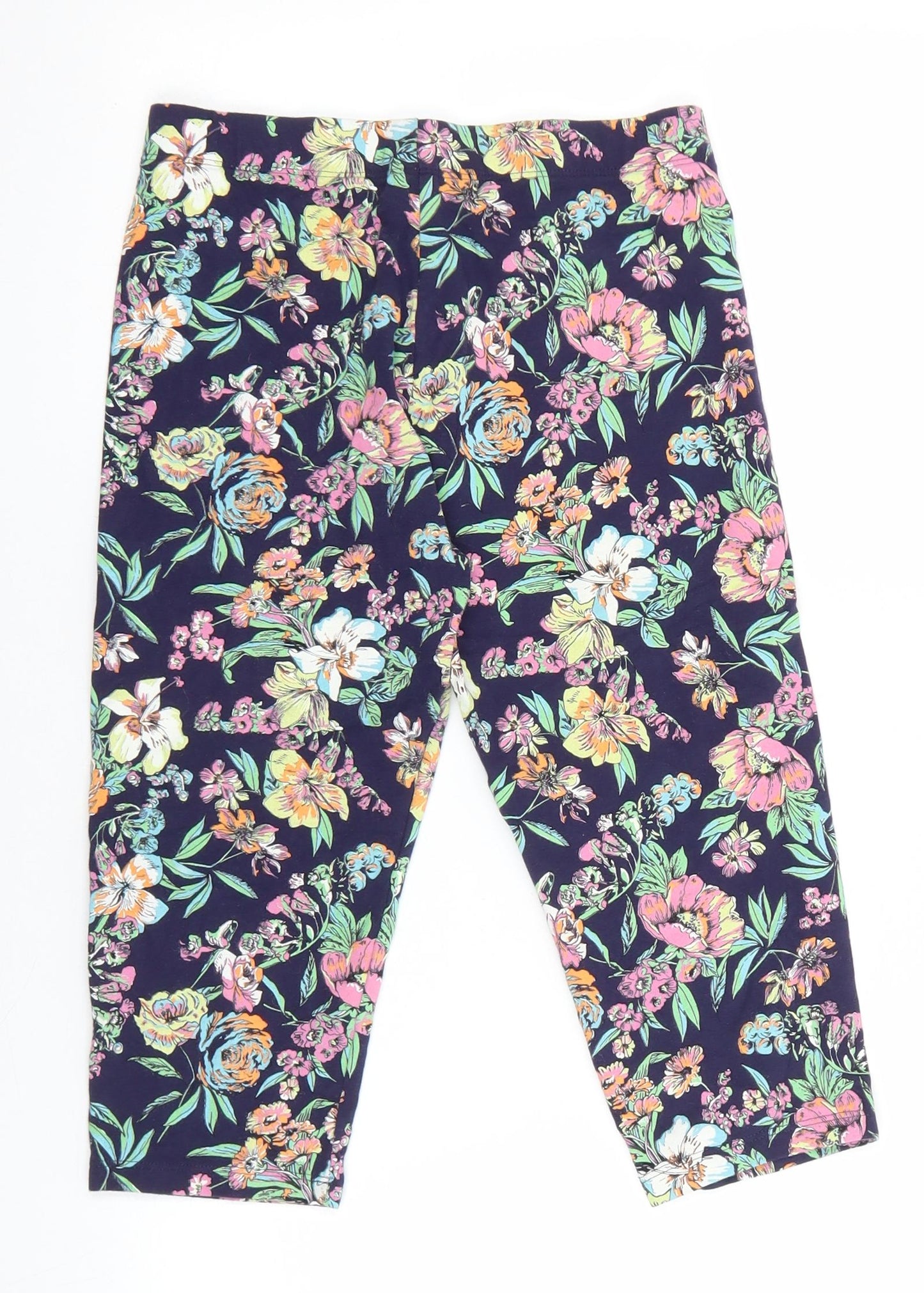 NEXT Girls Multicoloured Floral Cotton Jogger Trousers Size 13 Years Regular Pullover - Cropped Leggins