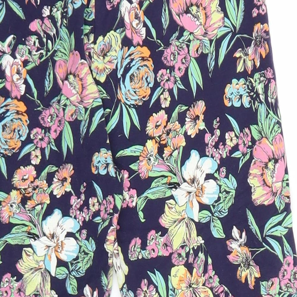 NEXT Girls Multicoloured Floral Cotton Jogger Trousers Size 13 Years Regular Pullover - Cropped Leggins