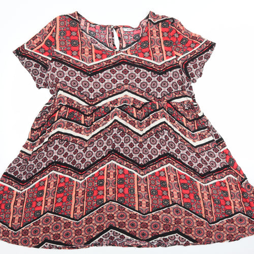 Glamorous Womens Multicoloured Fair Isle Viscose Basic Blouse Size M Round Neck