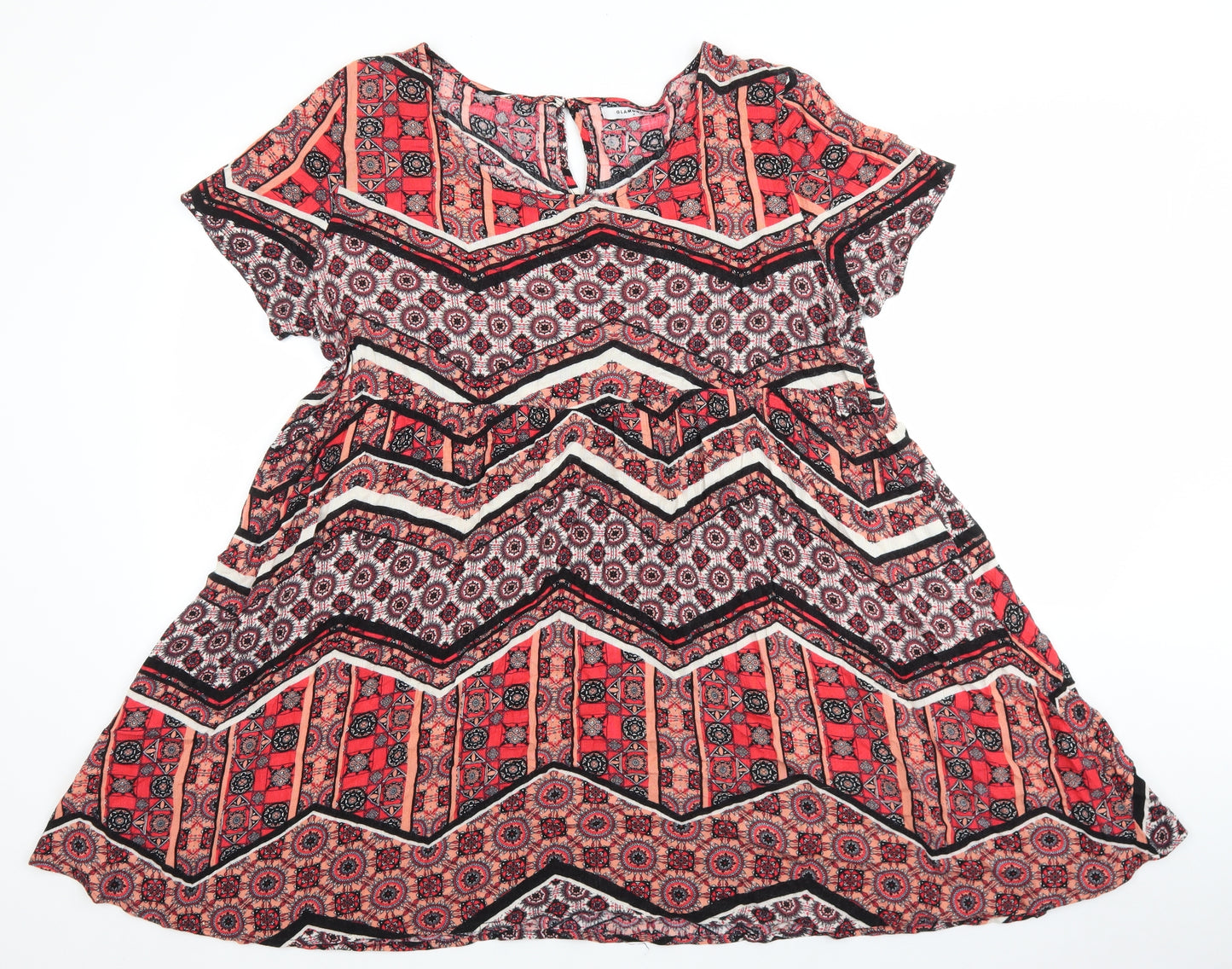 Glamorous Womens Multicoloured Fair Isle Viscose Basic Blouse Size M Round Neck