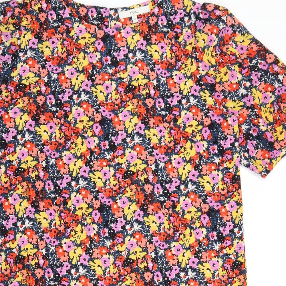 NEXT Womens Multicoloured Floral Polyester Basic Blouse Size 14 Round Neck